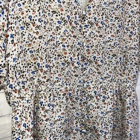 Madewell Silk V-Neck Fieldwalk Floral Peplum Pop Over Top, Women Size XS - Picture 6 of 8